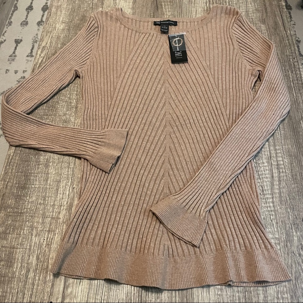 Brand new INC Brown/Tan Ribbed Fitted Sweater XL